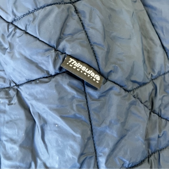 Vintage LL Bean Winter Coat Parka Womens Large Petite Lined Hooded Navy Warm - Picture 10 of 13